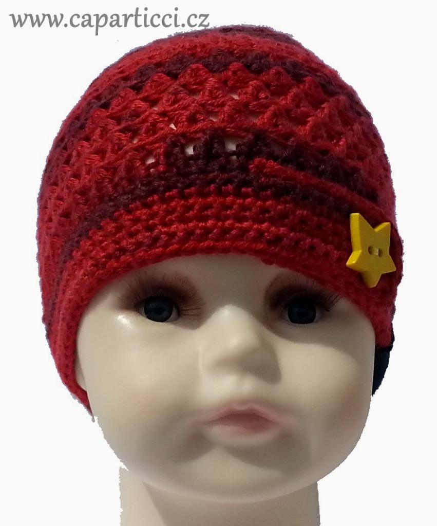 hvězdička žlutý knoflík červená čepička