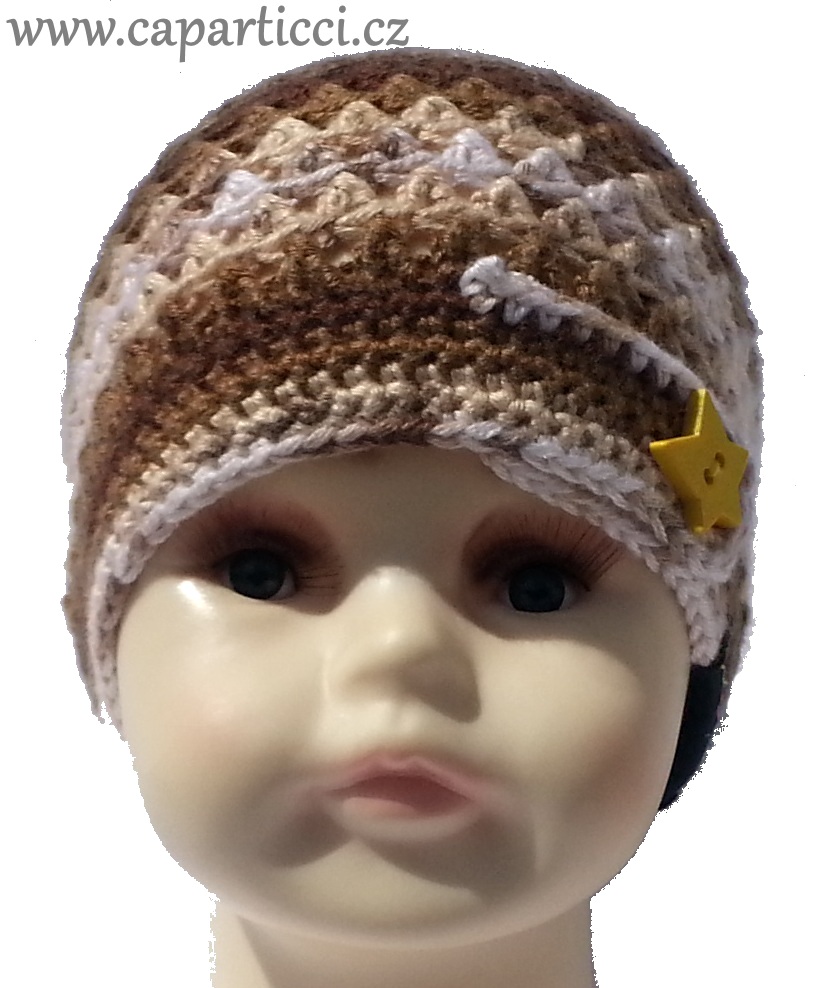 hvězdička žlutý knoflík hnědá čepička